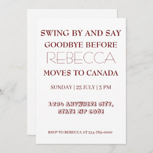 Invitación Swing By and Say Goodbye Goaway Adiós, Fiesta de d