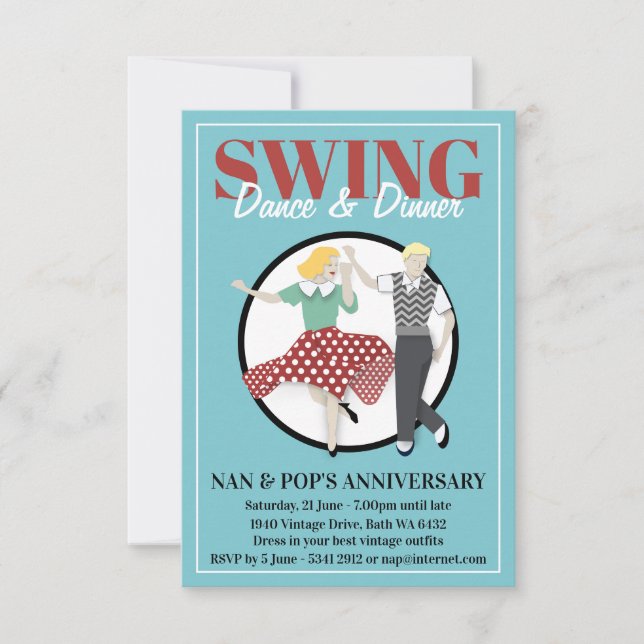 Invitación Swing Dance (Anverso)