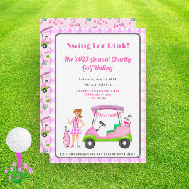 Invitación Swing For Pink Golf Outing Breast Sensibilización 