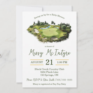 Invitación Swing on By, Golf Themed Baby Shower