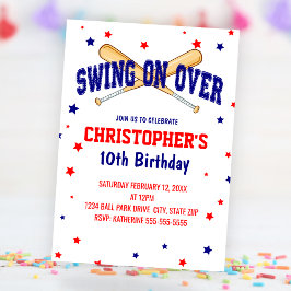 Invitación Swing On Over Baseball Birday Party