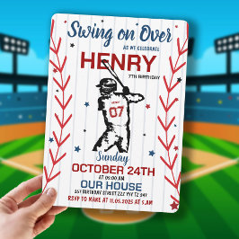 Invitación Swing on Over | Baseball Birthday Party