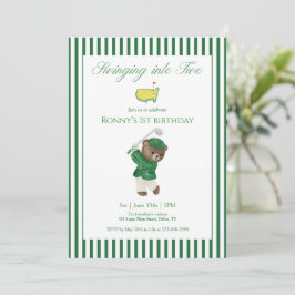 Invitación Swinging Into Two Golf 2nd Birthday Teddy Bear