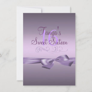 Invitación Swirl & Bow Purple Birthday Invite