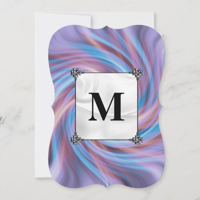 Invitación Swirl rosa y azul (Anverso)