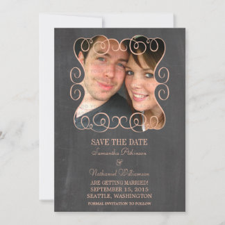 Invitación Swirls Chalkboard Photo Save the Date Invite