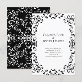 Invitación Swirls de Boda blanco y negro