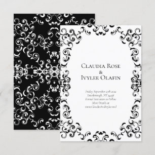 Invitación Swirls de Boda blanco y negro