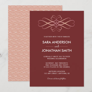 Invitación Swirls Rosa Gold   Boda de Borgoña