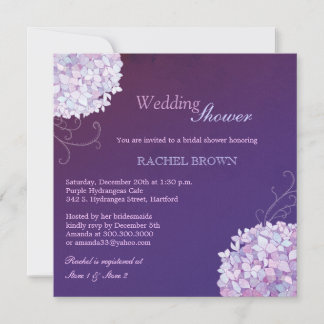 Invitación Swirly Hydrangeas Deep Purple Briple Shower