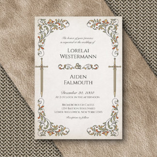 Invitación Swords Gamer Fantasy Boda