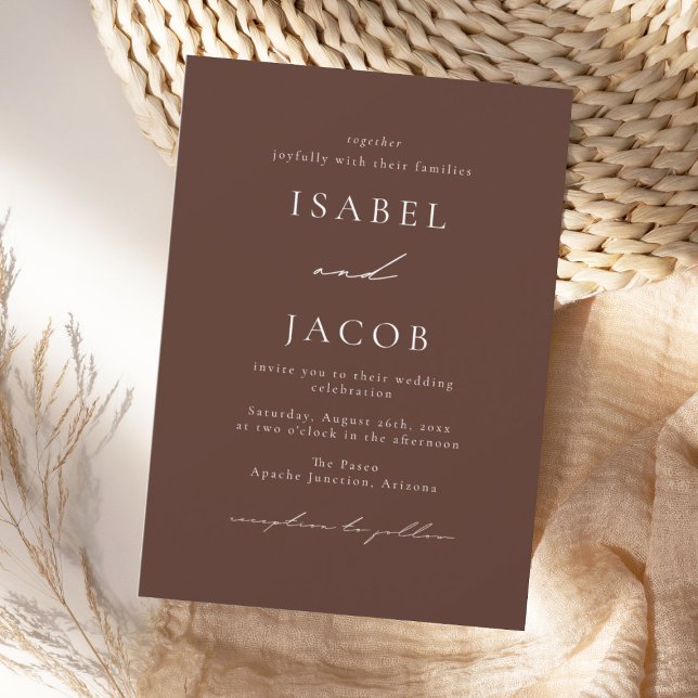 Invitación SYDNEY Espresso Boda mínimo (Subido por el creador)