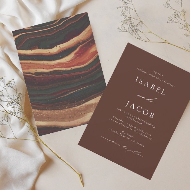 Invitación SYDNEY Espresso Brown Watercolor Boda (Subido por el creador)