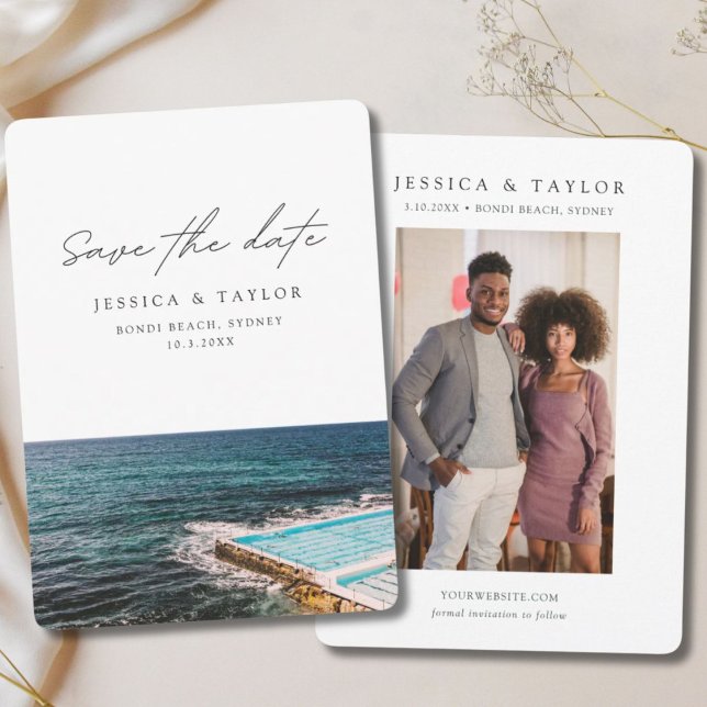 Invitación Sydney Salven la Boda Bondi Beach (Sydney Save the Date Bondi Beach Wedding Invitation)