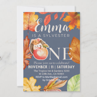 Invitación Sylvester acuarela otoño erizo