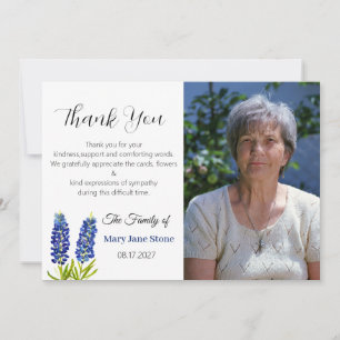 Invitación Sympathy Bluebonnet Funeral Muerte Foto Gracias 