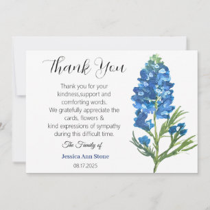 Invitación Sympathy Bluebonnets Funeral Death Gracias