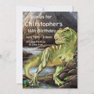 Invitación T-Rex, cumpleaños de dinosaurio,