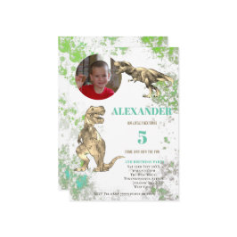 Invitación T rex Dinosaur 5ª foto de cumpleaños