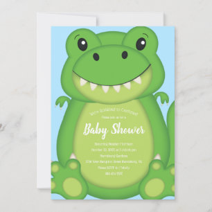 Invitación T-Rex Dinosaur Baby Shower Blue