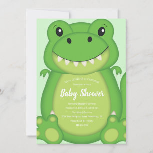 Invitación T-Rex Dinosaur Baby Shower Green