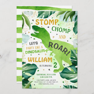 Invitación T Rex Dinosaur Boy Cumpleaños