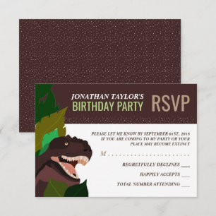 Invitación T Rex Dinosaur Fiesta Niños Cumpleaños RSVP