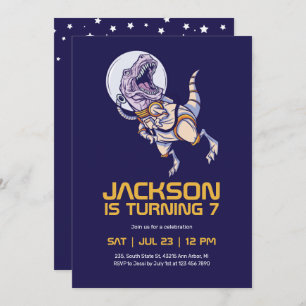 Invitación T-rex Dinosaurio Astronauta Espacio Ultraterrestre