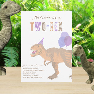 Invitación T-Rex Tan Dos Rex Dino Segundo Cumpleaños