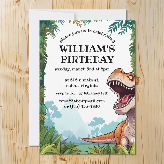 Invitación T Rex Tyrannosaurus Dinosaur Birday Party (Subido por el creador)