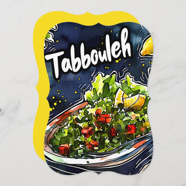 Invitación Tabbouleh Vegan Salada ت・VæMediterránea (Anverso / Reverso)