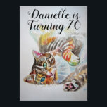 Invitación Tabby Cat Womans 70th Birthday Invitation<br><div class="desc">Acuarela Tabby Cat Art 70th Birthday Invitation. Diseñado desde mi pintura acuarela original4</div>