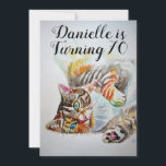 Invitación Tabby Cat Womans 70th Birthday Invitation<br><div class="desc">Acuarela Tabby Cat Art 70th Birthday Invitation. Diseñado desde mi pintura acuarela original4</div>