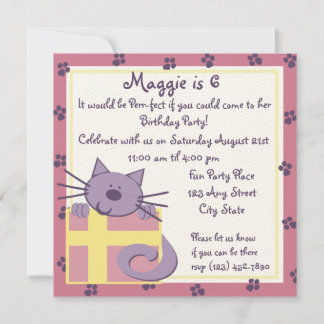 Invitación Tabby Toes Kitten Fiesta