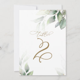 Invitación Tabla 2 Boda Número de tabla de eucalipto Verde
