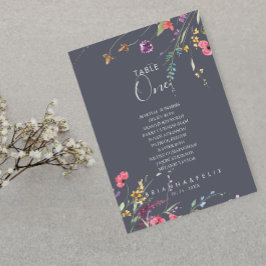 Invitación Tabla azul silvestre clásica Número de asiento 1