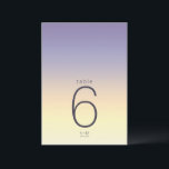 Invitación Tabla Boda de degradado de modo Indigo Sunset ID74<br><div class="desc">El fondo de todas las piezas de este conjunto boda minimalista es un gradiente de colores llamativos, desde el índigo hasta el melocotón y el amarillo más pálido. La tarjeta de números de tabla boda que se muestra aquí presenta un diseño elegante y moderno y una fuente sans serif contemporánea...</div>