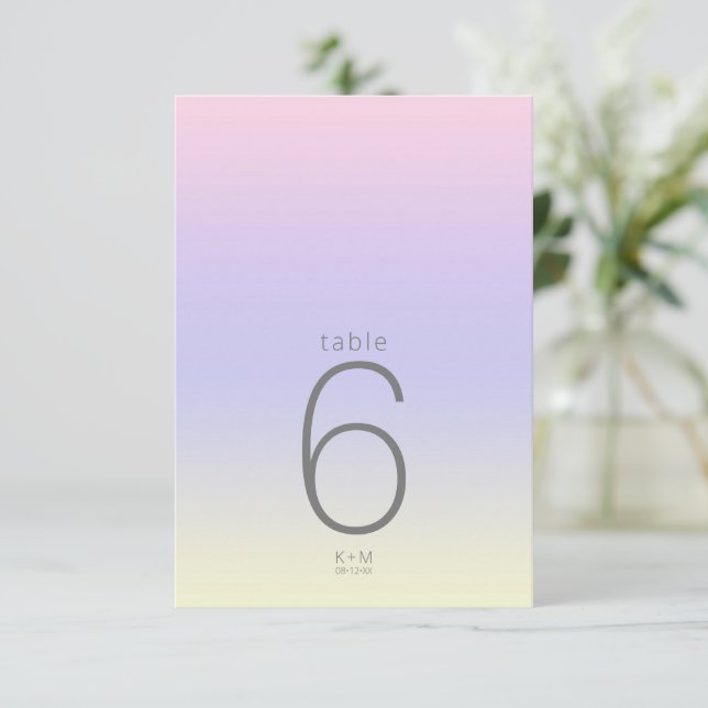 Invitación Tabla Boda de degradado de modo Pastel Dawn ID741 (Anverso de pie)