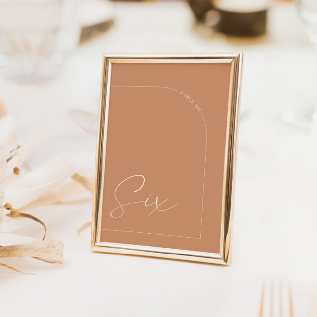 Invitación Tabla de Arco de Arroz Mínimo Moderno Número de Ta (Modern Minimal Rust Arch Table Six Table Number)