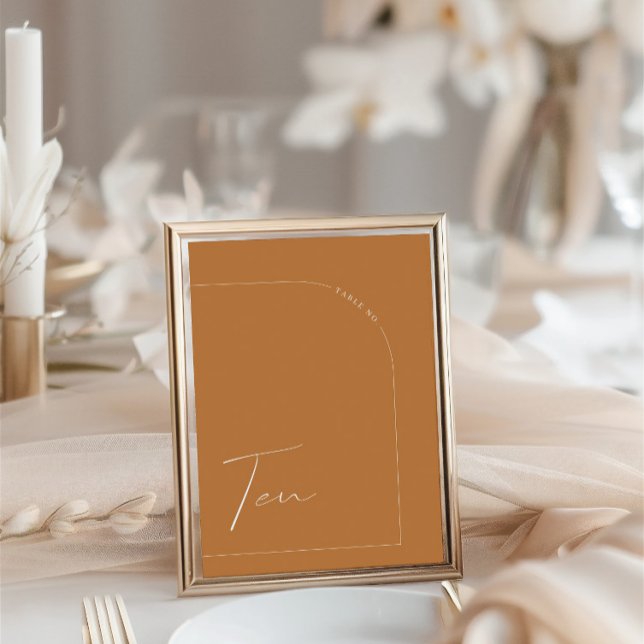 Invitación Tabla de arcos Boho Terracota Diez Número de tabla (Boho Terracota Arch Table Ten Table Number)