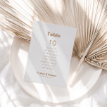 Invitación Tabla de asientos 10 del Boda marrón minimalista<br><div class="desc">Esta minimalista tarjeta de 10 asientos con una mesa de boda marrón es perfecta para un boda rústico. El diseño presenta una bonita fuente en un fondo marrón para embellecer tu evento. La tarjeta imprime recto verso (doble cara).</div>