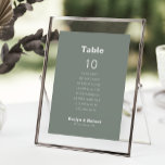 Invitación Tabla de asientos 10 del Boda verde formal<br><div class="desc">Esta tarjeta gráfica de 10 asientos de estilo boda verde es perfecta para un boda rústico. El diseño presenta una bonita fuente en un fondo verde para embellecer tu evento. La tarjeta imprime recto verso (doble cara).</div>