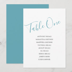 Invitación Tabla de asientos Boda de colores costeros, plan d