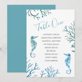 Invitación Tabla de asientos de Boda de caballito de mar, pla