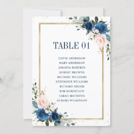 Invitación Tabla de asientos de Boda geométrico Rubor azul de