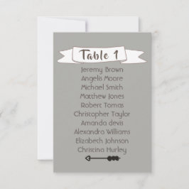 Invitación Tabla de asientos de boda gris.