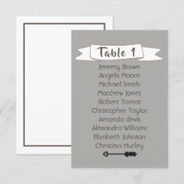 Invitación Tabla de asientos de boda gris.