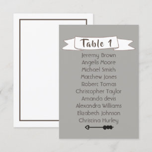 Invitación Tabla de asientos de boda gris.