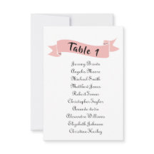 Tabla de asientos de boda rosa.