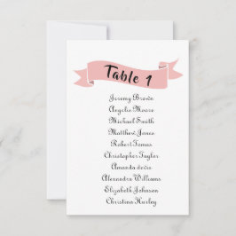 Invitación Tabla de asientos de boda rosa.